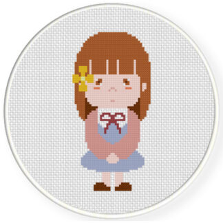 Charts Club Members Only: A Little Shy Girl Cross Stitch Pattern