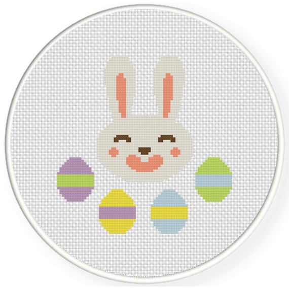 Easter bunny rabbit cross stitch pattern marshmallow candy bunnies cute easy instant download chart