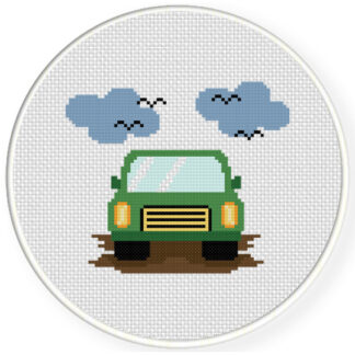 Charts Club Members Only: Green Car Cross Stitch Pattern