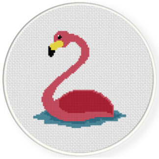 Charts Club Members Only: Swimming Flamingo Cross Stitch Pattern