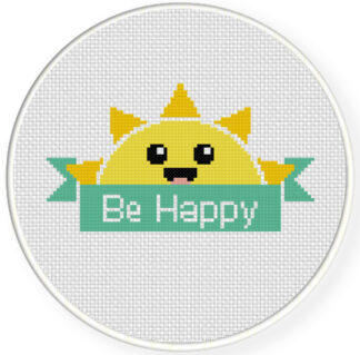 Be Happy Banner Cross Stitch Pattern
