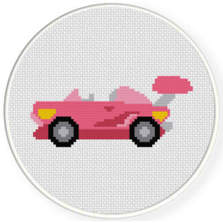 Cool Pink Sports Car Cross Stitch Pattern