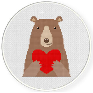 Cute Bear Heart Cross Stitch Pattern