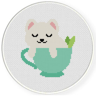 Charts Club Members Only: Teacup Kitten Cross Stitch Pattern