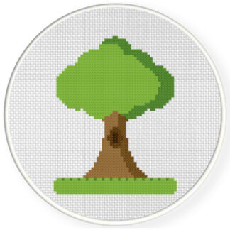 Tree On A Grass Cross Stitch Pattern