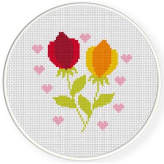 Charts Club Members Only: Flowers And Hearts Cross Stitch Pattern ...