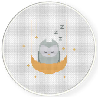 Owl On The Moon Cross Stitch Pattern