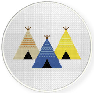 Charts Club Members Only: Three Teepees Cross Stitch Pattern