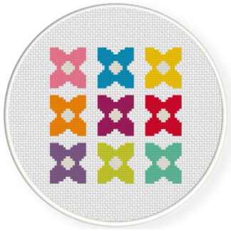 9 Flowers Cross Stitch Pattern