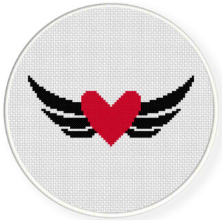 Black Winged Heart Cross Stitch Pattern