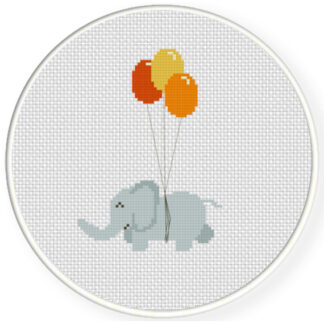 Cute Elephant with Balloon Cross Stitch Pattern