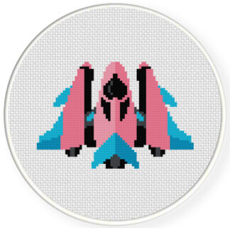 Charts Club Members Only: Cute Pink Spaceship Cross Stitch Pattern