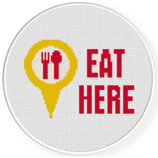 Eat Here Cross Stitch Pattern