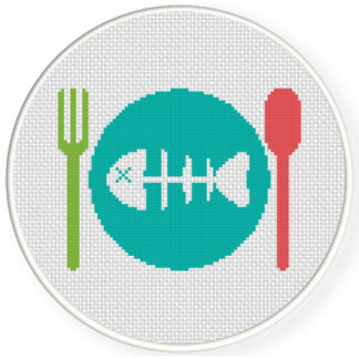 Charts Club Members Only: Fishbone On A Plate Cross Stitch Pattern
