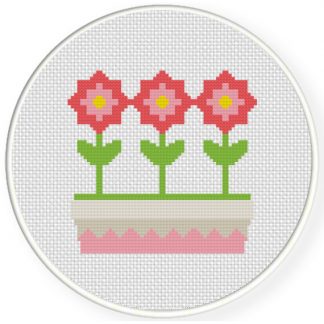 Charts Club Members Only: Red Pretty Flowers Cross Stitch Pattern ...