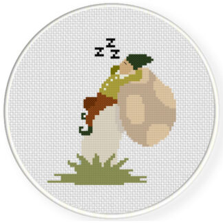 Charts Club Members Only: Sleeping Dwarf on a Mushroom Cross Stitch Pattern
