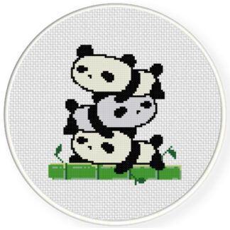 Charts Club Members Only: Stacked Cute Pandas Cross Stitch Pattern