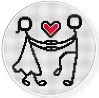 Stick People Couple Cross Stitch Pattern