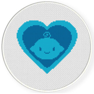 Baby Boy Heart Symbol Cross Stitch Pattern