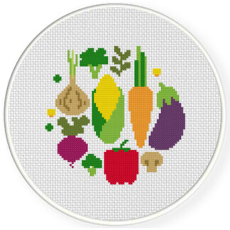 Charts Club Members Only: Vegetable Circle Cross Stitch Pattern