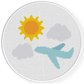 Airplane in the Sky Cross Stitch Pattern