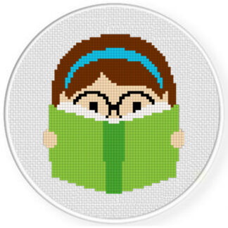 Girl Reading Cross Stitch Pattern