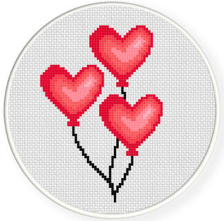 Heart Balloons Cross Stitch Pattern