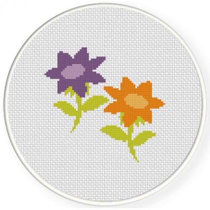 Purple And Orange Flower Cross Stitch Pattern – Daily Cross Stitch