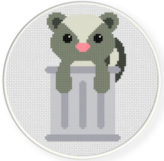 Trash Can Skunk Cross Stitch Pattern