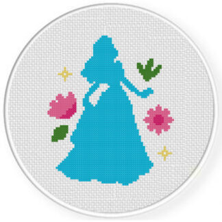 Princess and Flowers Cross Stitch Pattern