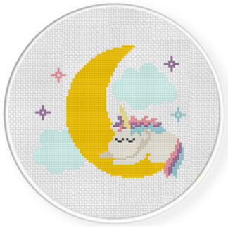 Sleepy Moon Unicorn Cross Stitch Pattern