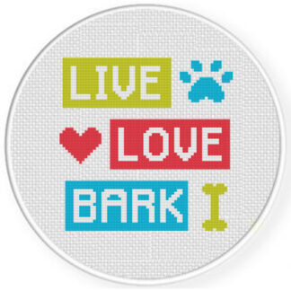 Live Love Bark Cross Stitch Pattern