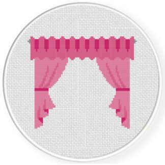 Pink Curtain Cross Stitch Pattern