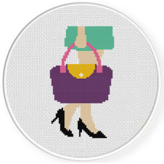Woman Holding Bag Cross Stitch Pattern
