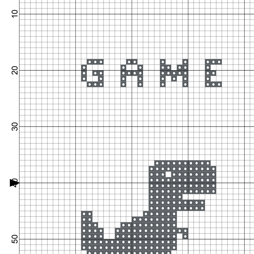 Dino T-rex Funny Cross Stitch Pattern PDF Video Game No 