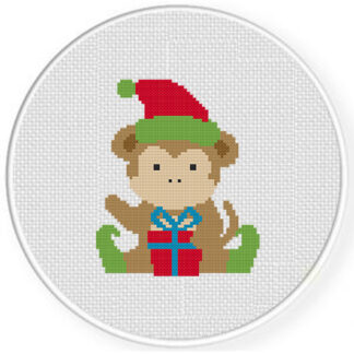 Monkey Present Cross Stitch Pattern