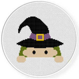 Peekaboo Witch Cross Stitch Pattern