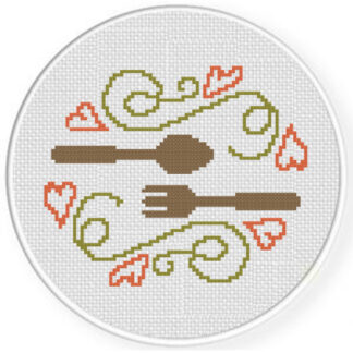 Utensils Lineart Cross Stitch Pattern