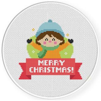 Christmas Greetings Girl Cross Stitch Pattern