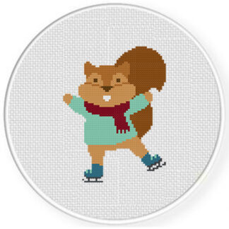 Ice Skating Squirrel Cross Stitch Pattern