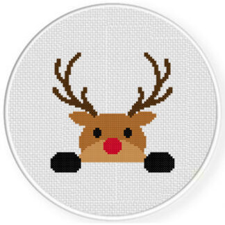 Peeking Reindeer Cross Stitch Pattern