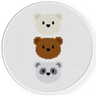 Three Cute Bears Cross Stitch Pattern