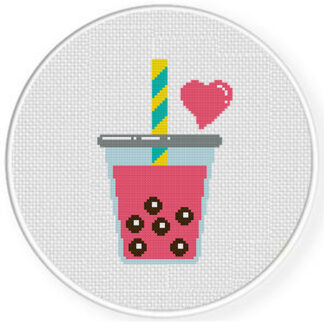 Bubble Milk Tea Cross Stitch Pattern