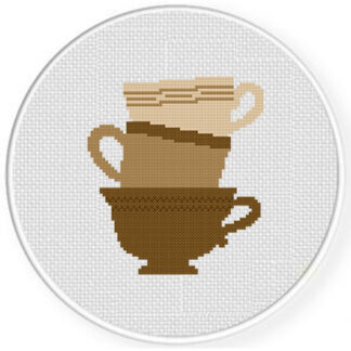 Coffee Cup Tower Cross Stitch Pattern