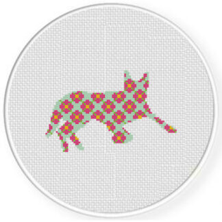 Floral Dog Cross Stitch Pattern