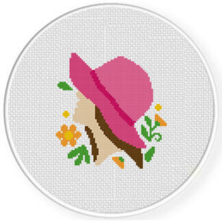 Girl in Pink Hat Cross Stitch Pattern