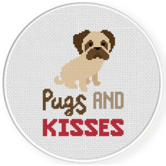 Pugs and Kisses Cross Stitch Pattern