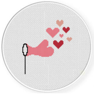 Blowing Bubble Hearts Cross Stitch Pattern