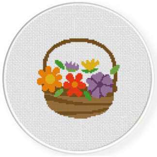 Lovely Flower Basket Cross Stitch Pattern