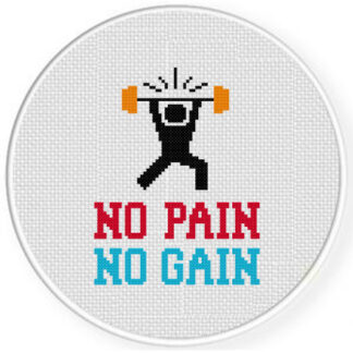 No Pain No Gain Cross Stitch Pattern